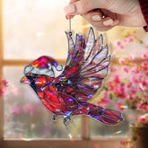 Christmas Cardinal Acrylic Suncatcher with Santa Hat, Red Bird Holiday Window Hanging Ornament, Festive Acrylic Decor Gift for Nature Lovers